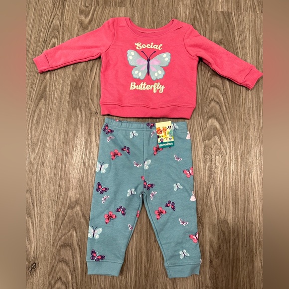 NWT| Fleece Lined Girls Butterflies Set 🦋 - Picture 1 of 5